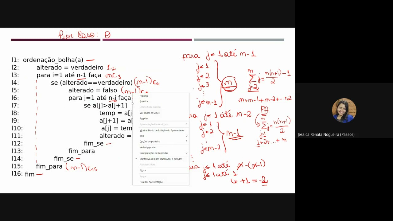 Análise do Pior Caso - Bubble Sort - Método da Bolha 